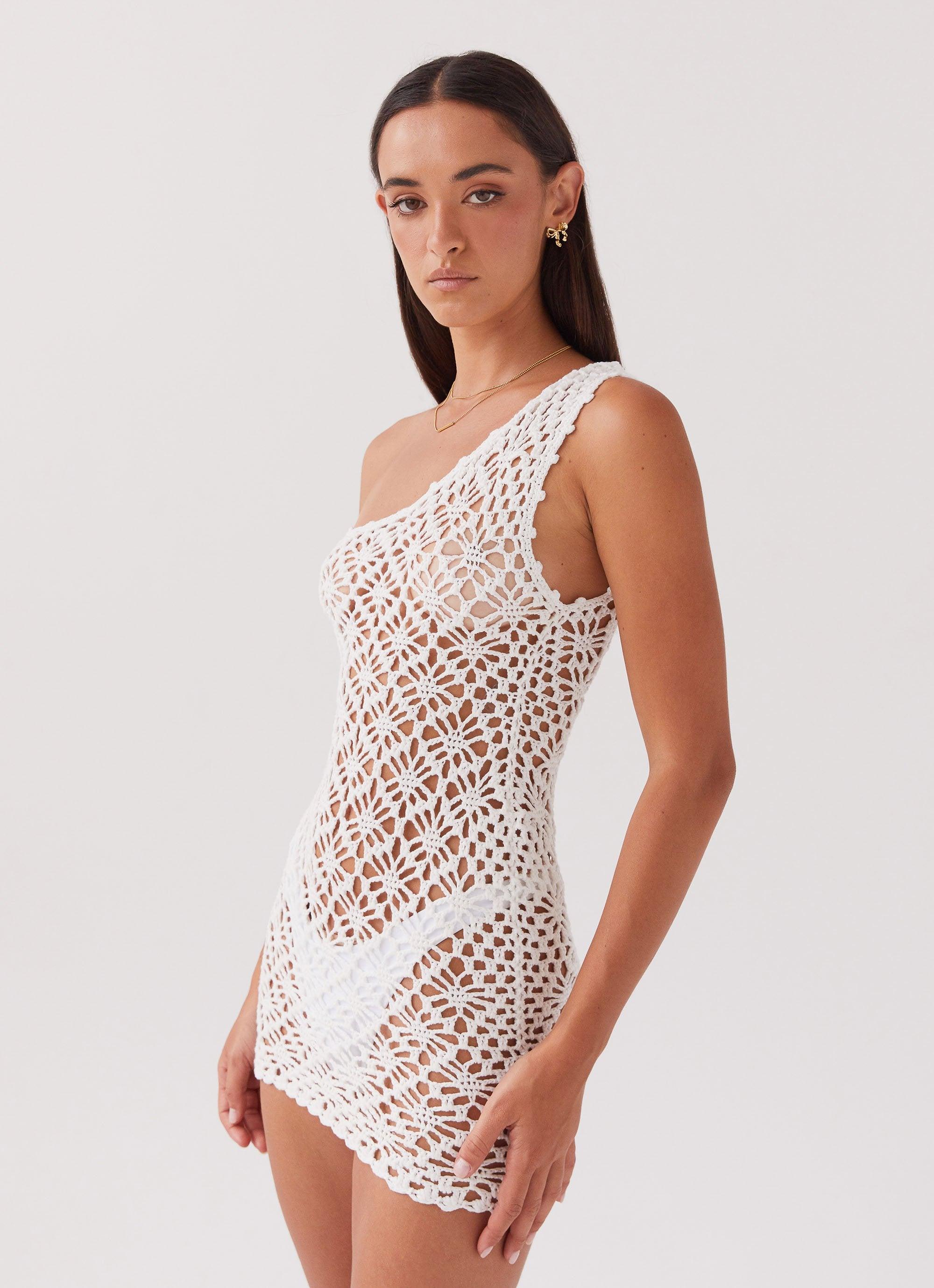 Linera Crochet Mini Dress - White Product Image