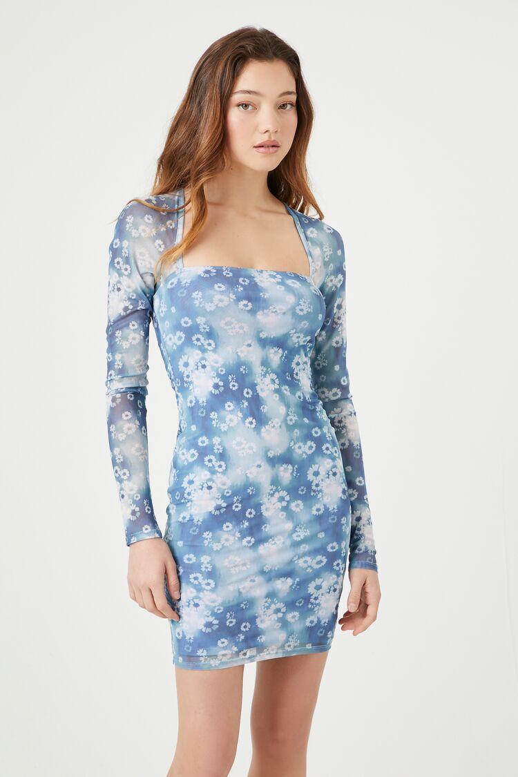 Mesh Floral Print Mini Dress | Forever 21 Product Image