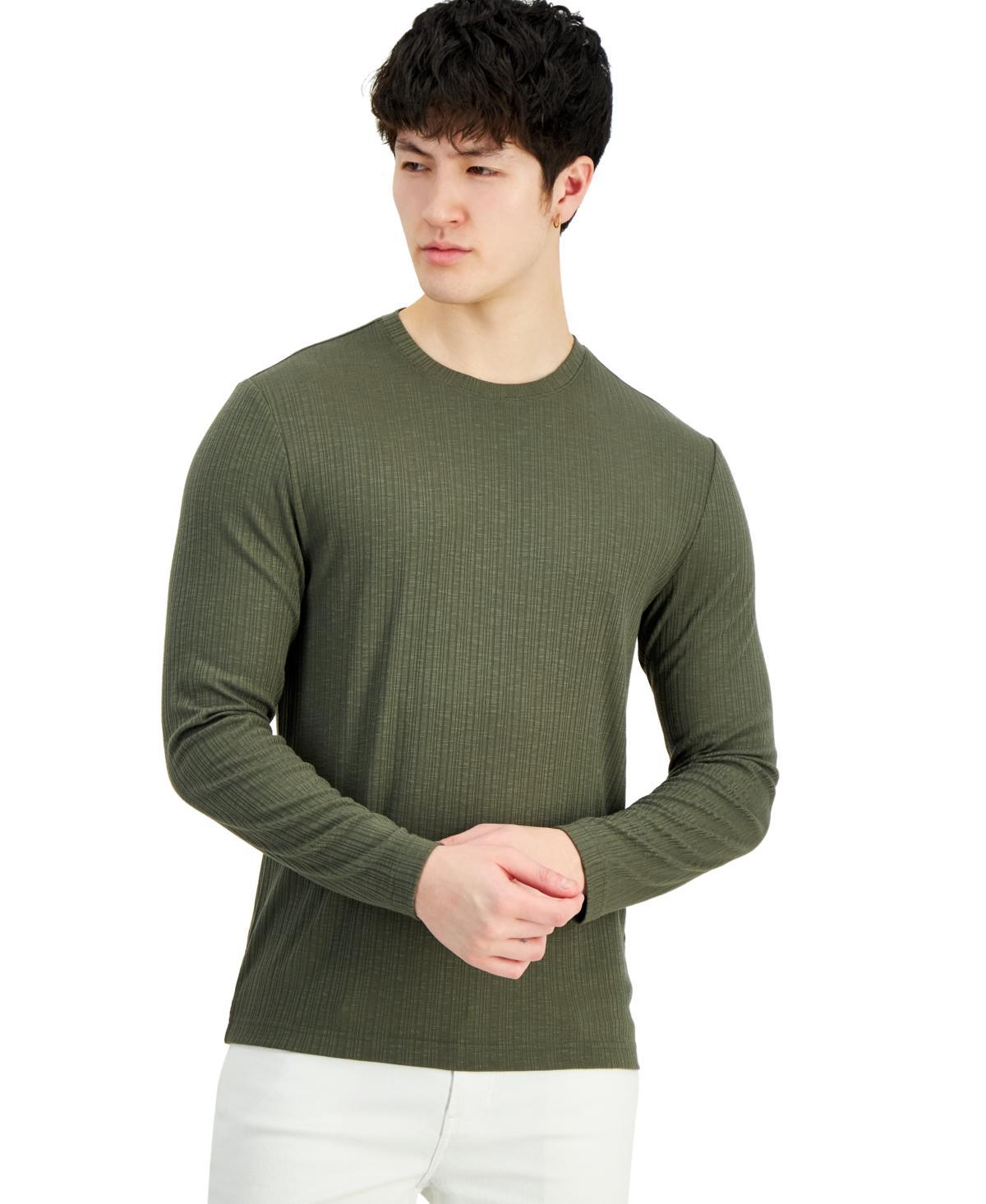 I.n.c. International Concepts Mens Long-Sleeve Crewneck Variegated Rib Sweater, Created for Macys Product Image