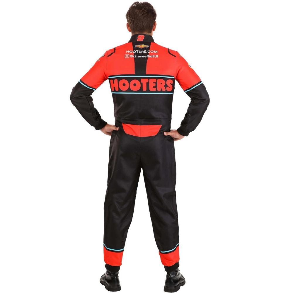 HalloweenCostumes.com M  Men  Adult NASCAR Chase Elliott Hooters Uniform - Men's Official Racing Jumpsuit for Halloween, White/Black/Orange Product Image