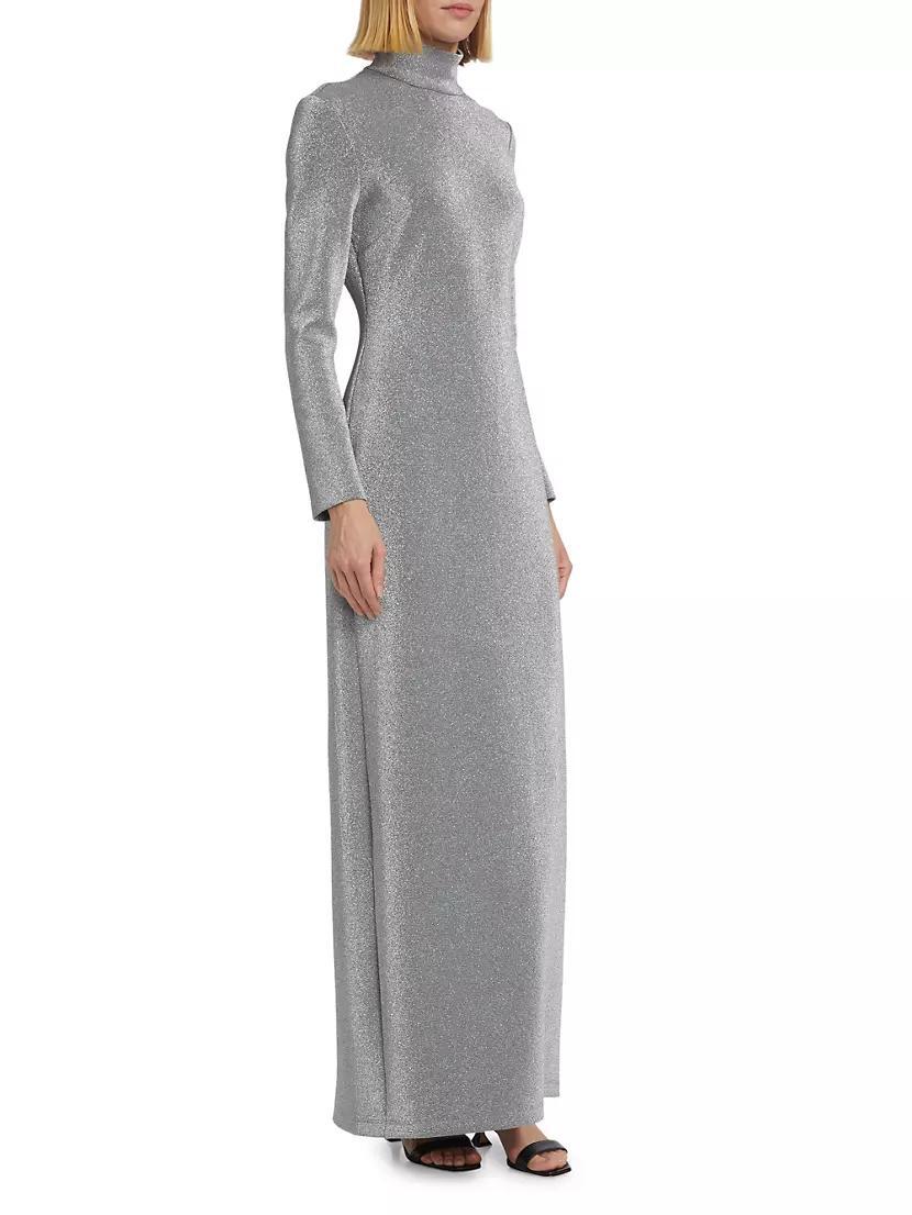 Metallic Lurex Turtleneck Maxi Dress Product Image