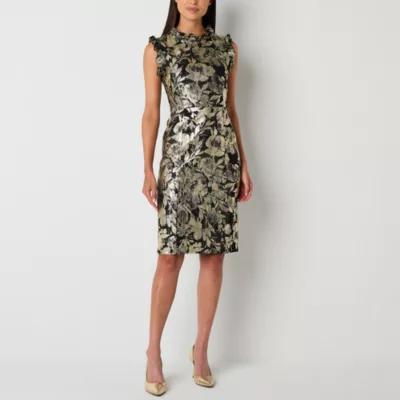 Studio 1 Womens Sleeveless Floral Sheath Dress Product Image