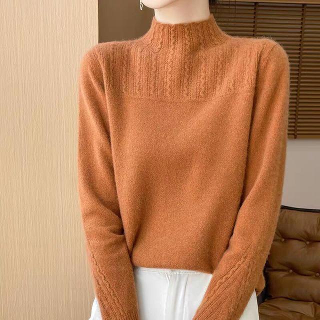 Mock Neck Plain Sweater Product Image