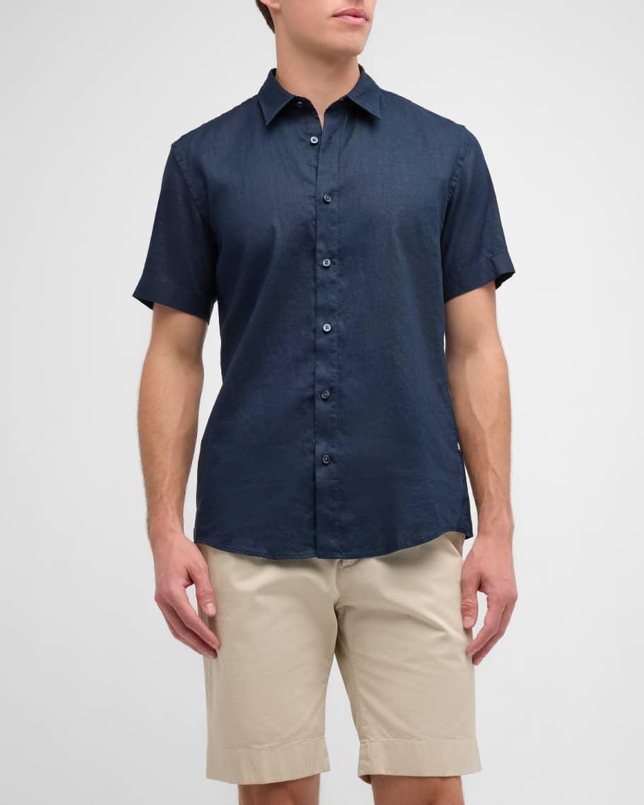 Men's Solid Linen Short-Sleeve Shirt Product Image