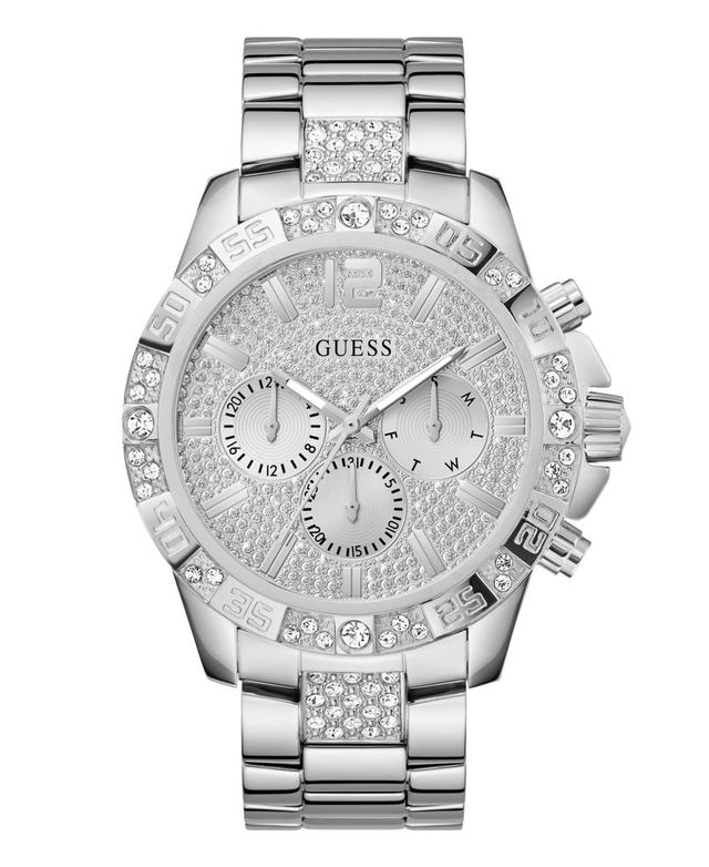 Guess Mens Multi-function Silver Tone Stainless Steel Watch 48mm - Silver Product Image