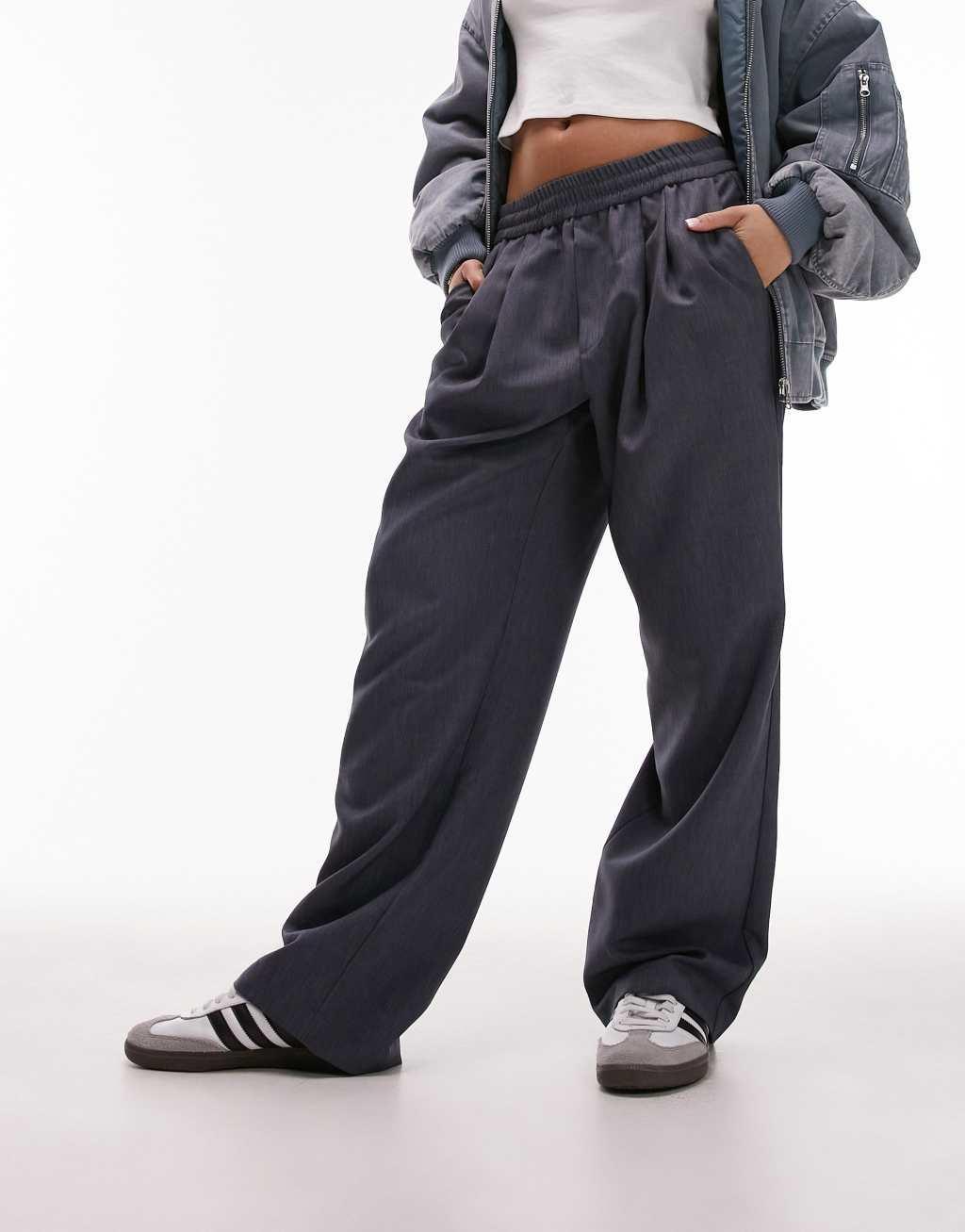 Topshop Hourglass straight leg smart sweatpants in blue Product Image