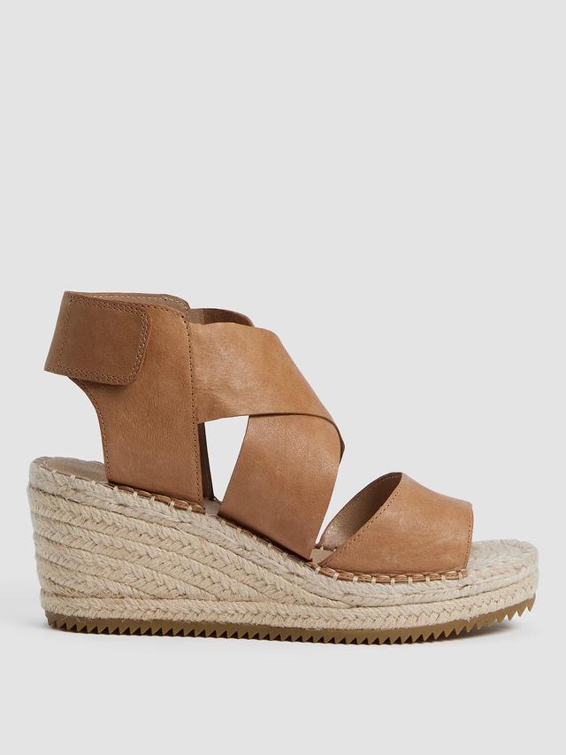 EILEEN FISHER Willow Tumbled Leather Wedge Espadrillefemale Product Image