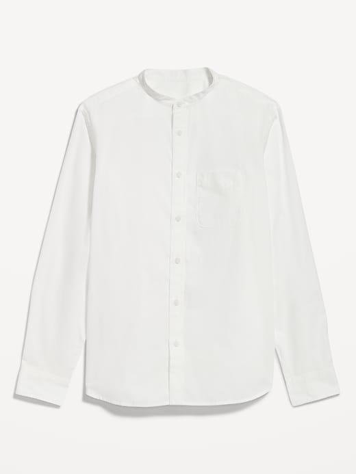 Banded-Collar Non-Stretch Shirt Product Image