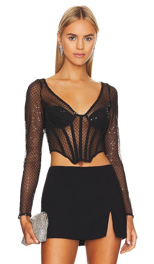 Bardot Sequin Mesh Corset Top Size 12, 2, 6. Product Image