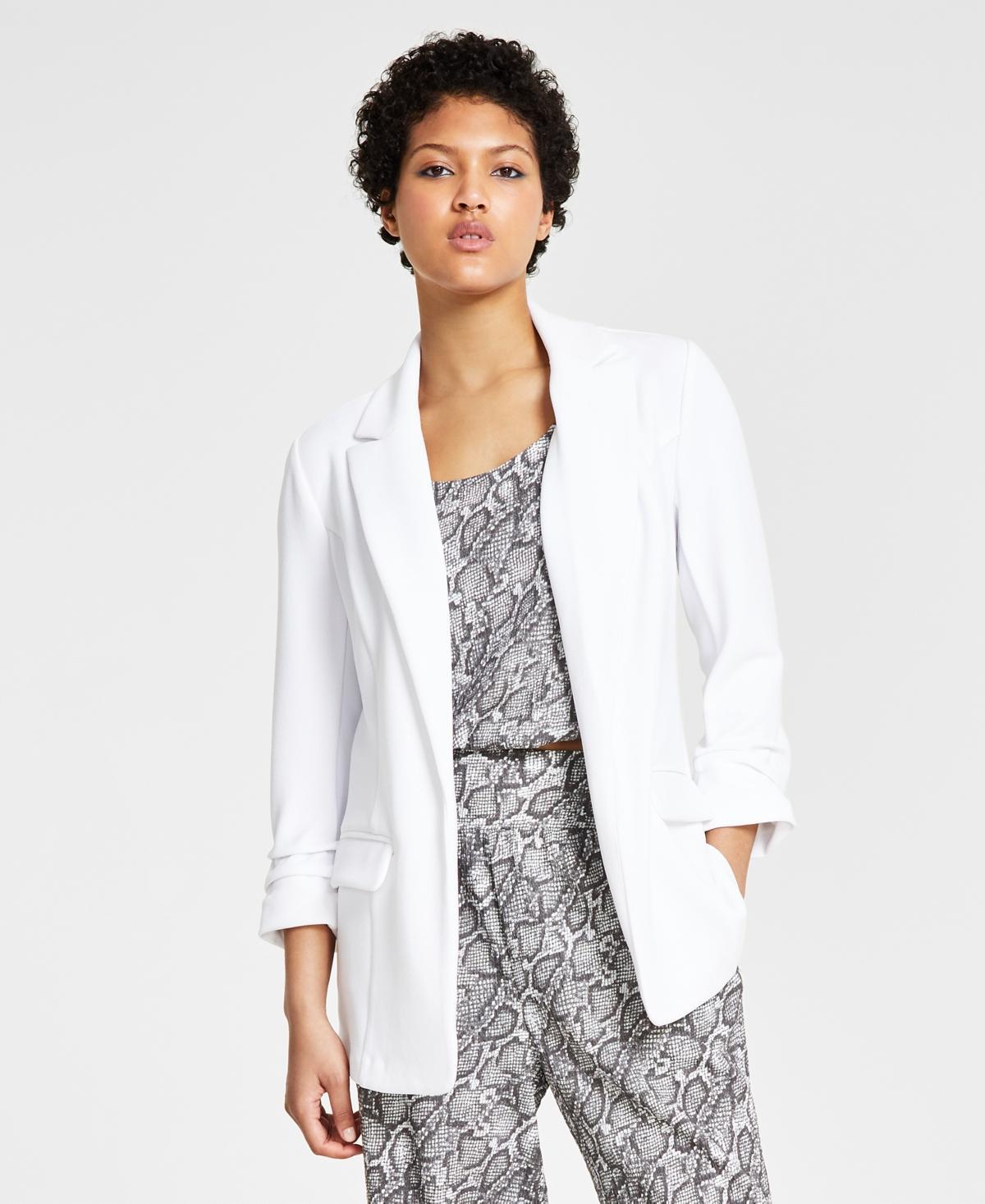 Women's Notch-Lapel Ruched-Sleeve Open-Front Blazer, Created for Macy's  Product Image