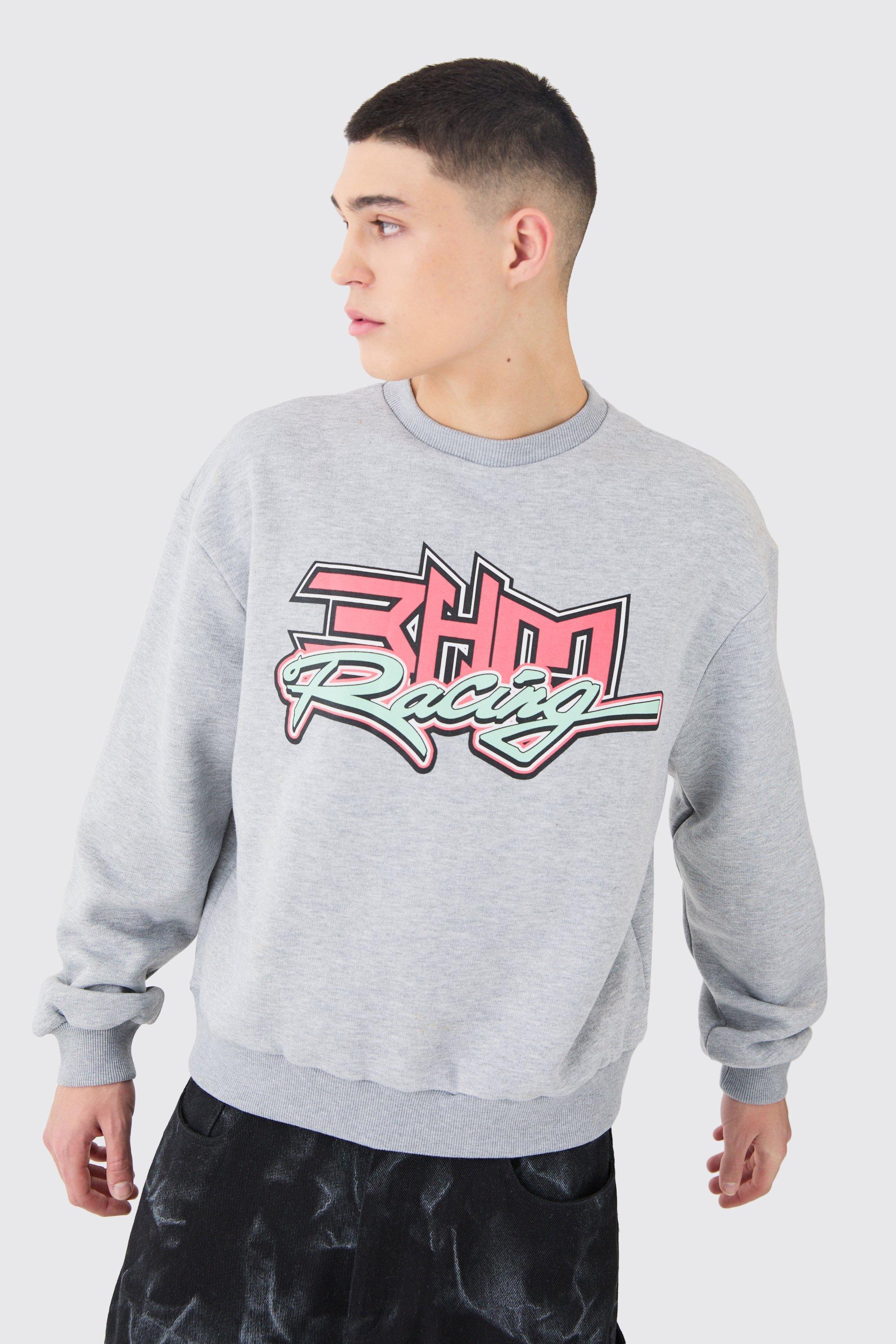 Oversized Boxy Moto Racing Sweatshirt | boohooMAN USA Product Image