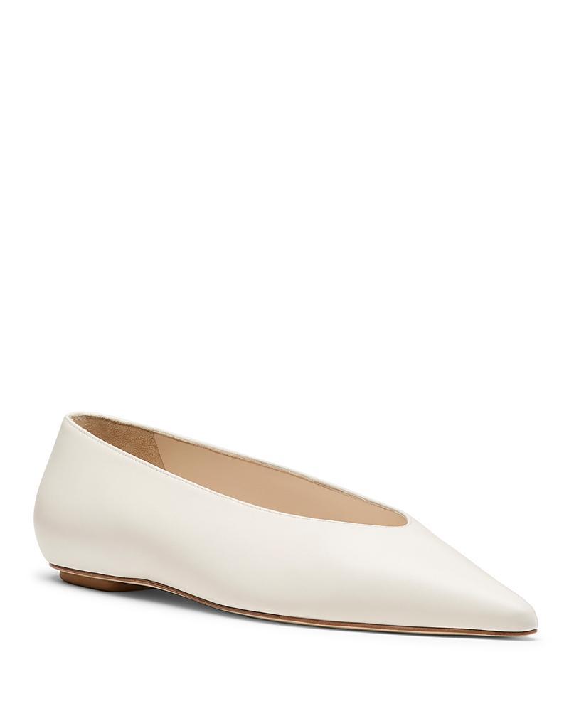 Lina Leather Point-toe Ballerina Flats In Tan Product Image