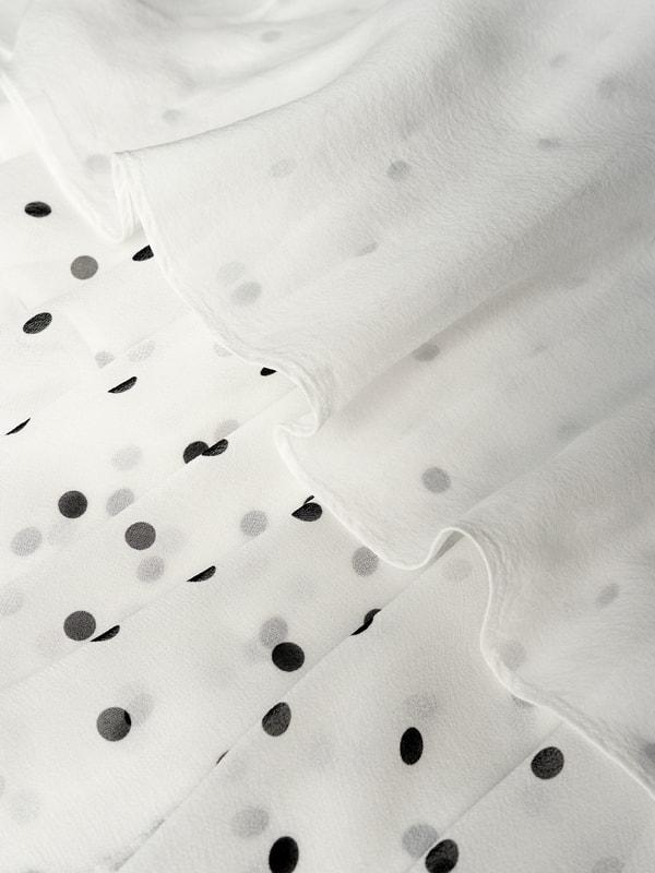 Polka-Dot Silk Midi Skirt Product Image