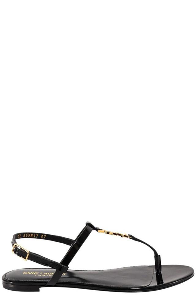 SAINT LAURENT Cassandra Mock-croc Ysl Slingback Sandals In Nero Product Image