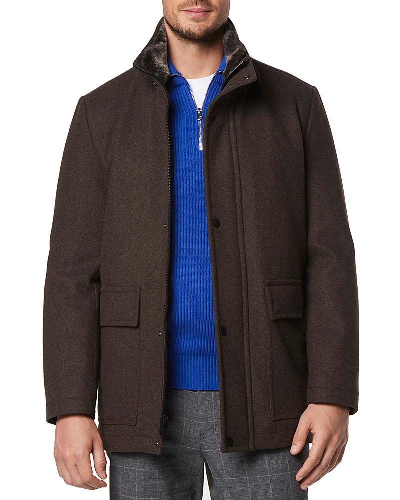 Marc New York Mens Brooks Melton Wool Car Coat with Faux Fur Collar Product Image