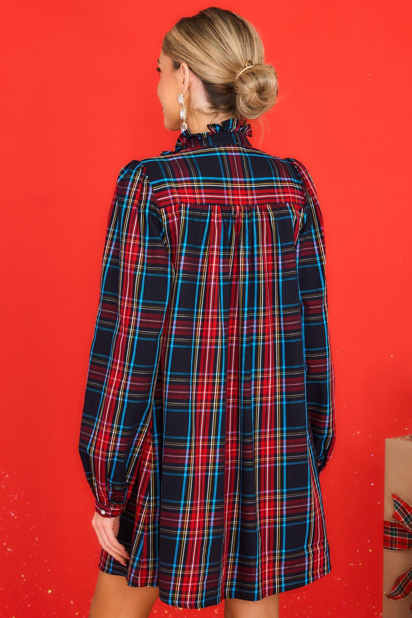 Aura Night Divine Black Plaid Dress Product Image