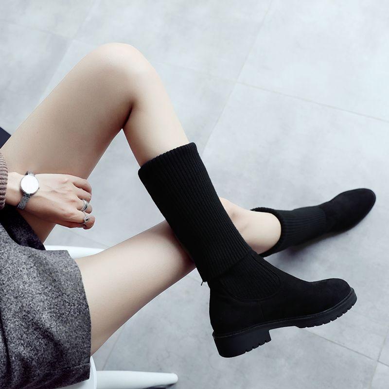 Knit Panel Over-The-Knee Boots Product Image