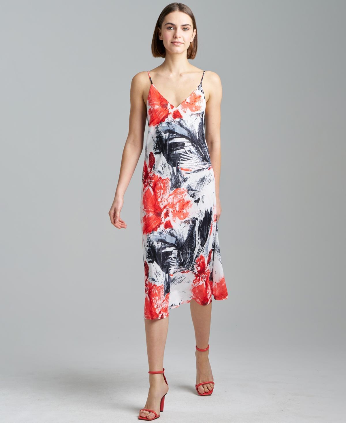 Women's Floral-Print V-Neck Midi Slip Dress Product Image