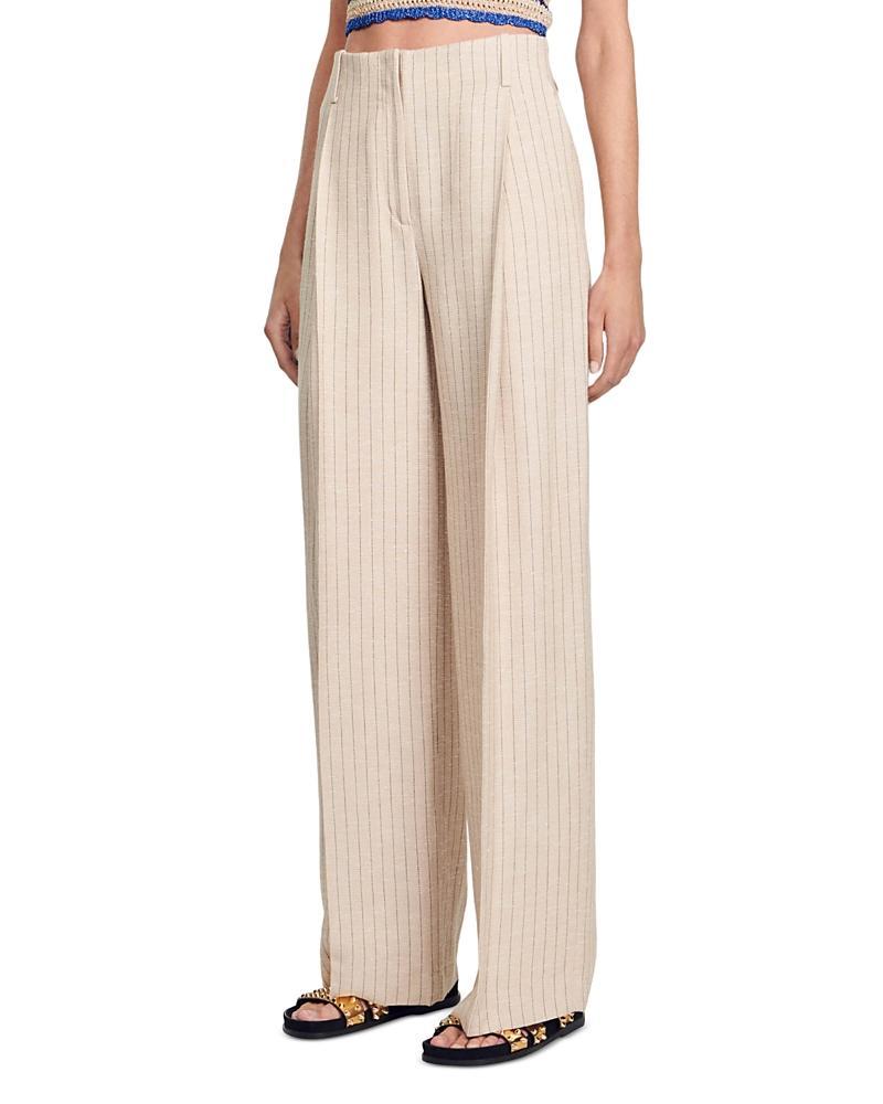 Womens Wide-Leg Striped Floaty Trousers product image