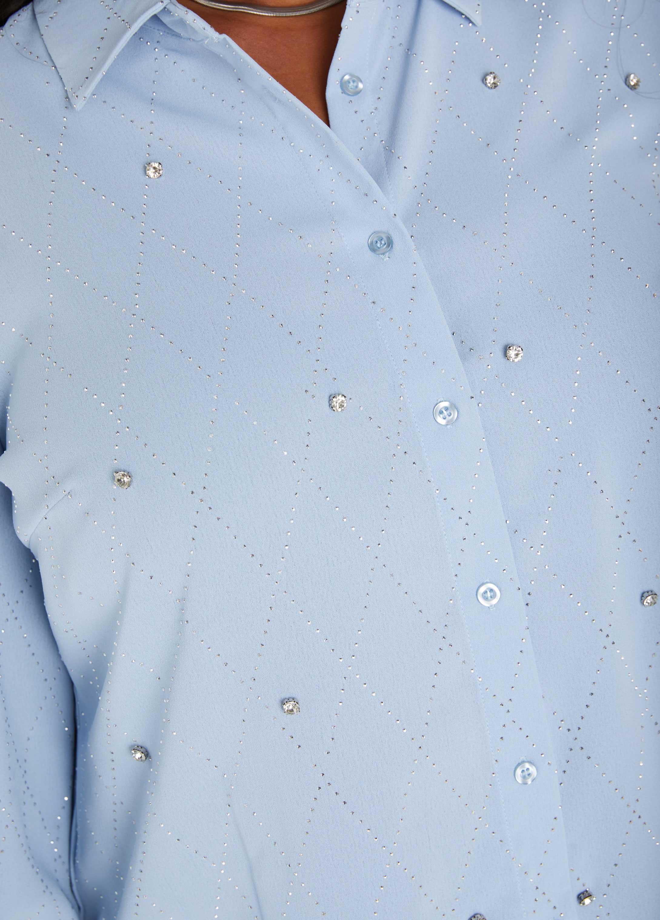 Crystal Embellished Crepe Shirt Product Image