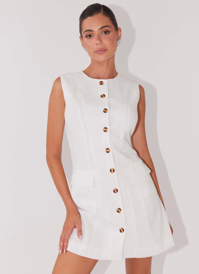 Castello Fiore Linen Mini Dress - White Product Image