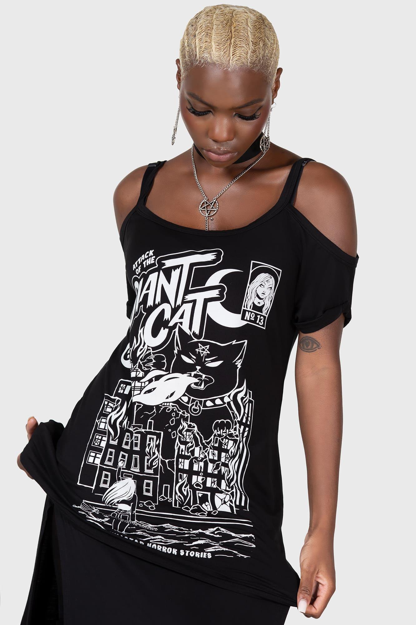 Cat Attack Distress Top Female Product Image