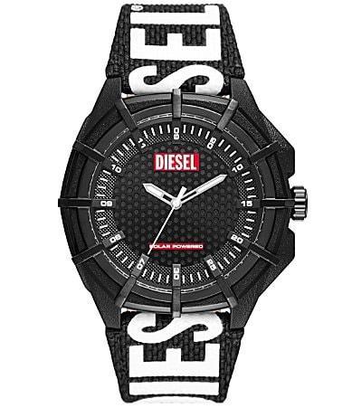 Diesel Mens Framed Solar Three Hand Black Pro-Planet Textile Watch 51mm - Black Product Image