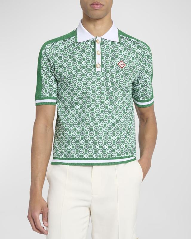 Men's Lurex Monogram Jacquard Polo Shirt Product Image