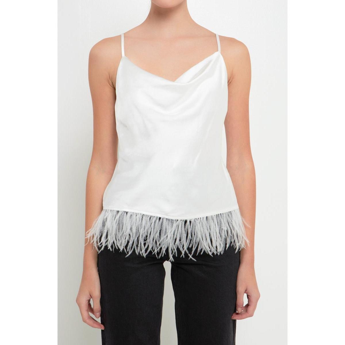 Endless Rose Feather Hem Satin Camisole Product Image