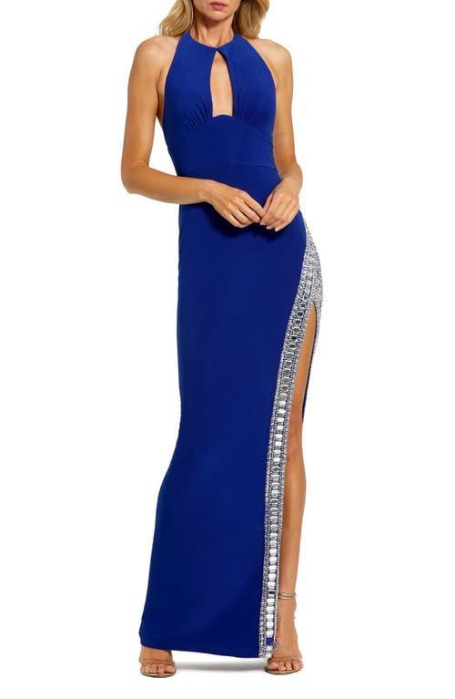 Womens Beaded Jersey Halterneck Gown Product Image