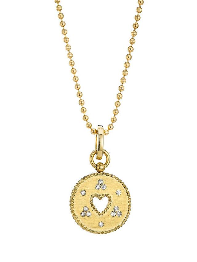 Womens Venetian Princess 18K Yellow Gold & 0.14 TCW Diamond Small Heart Pendant Necklace Product Image