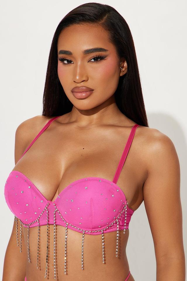 Your Eyes On Me Rhinestone Bra - Hot Pink Product Image