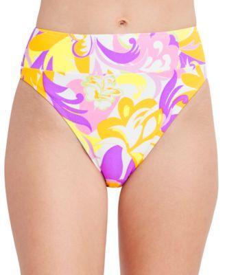 BCBGeneration Give It A Swirl Printed High-Waist Bikini Bottoms Product Image