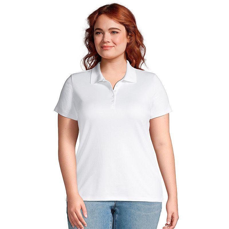 Plus Size Lands End Supima Cotton Polo Shirt, Womens White Product Image