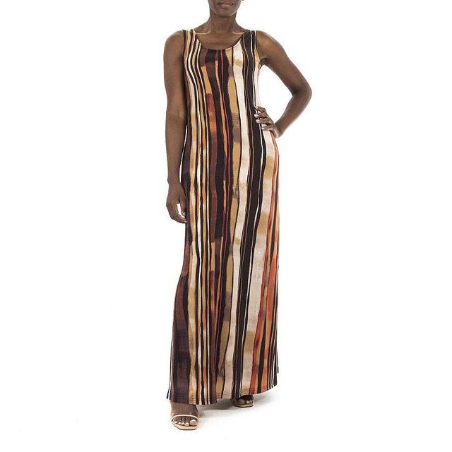 Womens Nina Leonard Bar-Back Print Maxi Dress Brown Bean Team Product Image