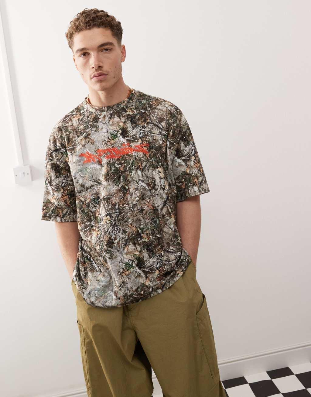 COLLUSION oversized camo print t-shirt in multi Product Image