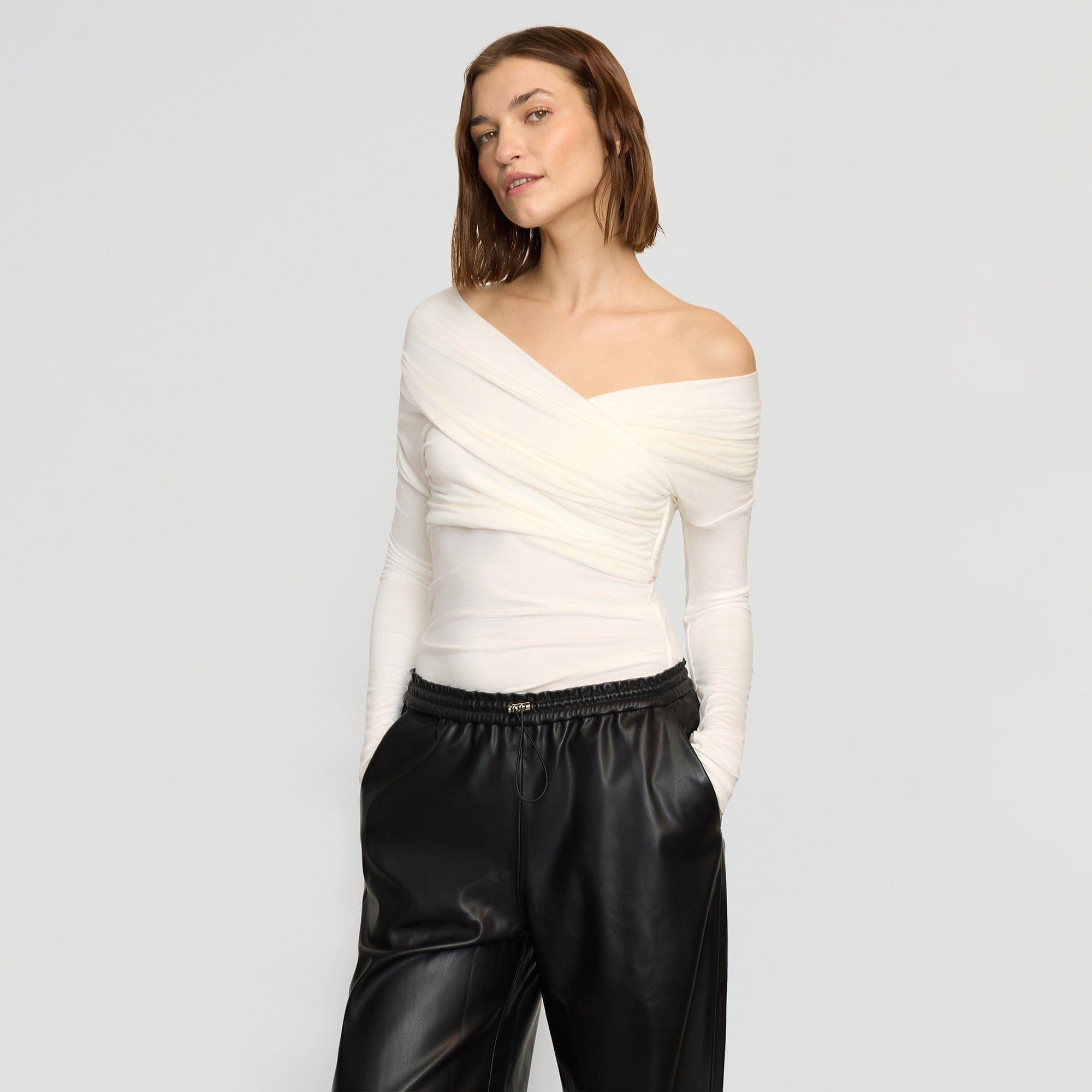 Theresa Ruched Off-Shoulder Long-Sleeve Tee Product Image