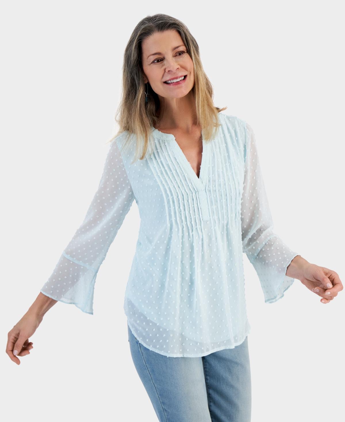 Style & Co Womens Textured Pintuck Ruffle Sleeve Top, Regular & Petite, Created for Macys Product Image