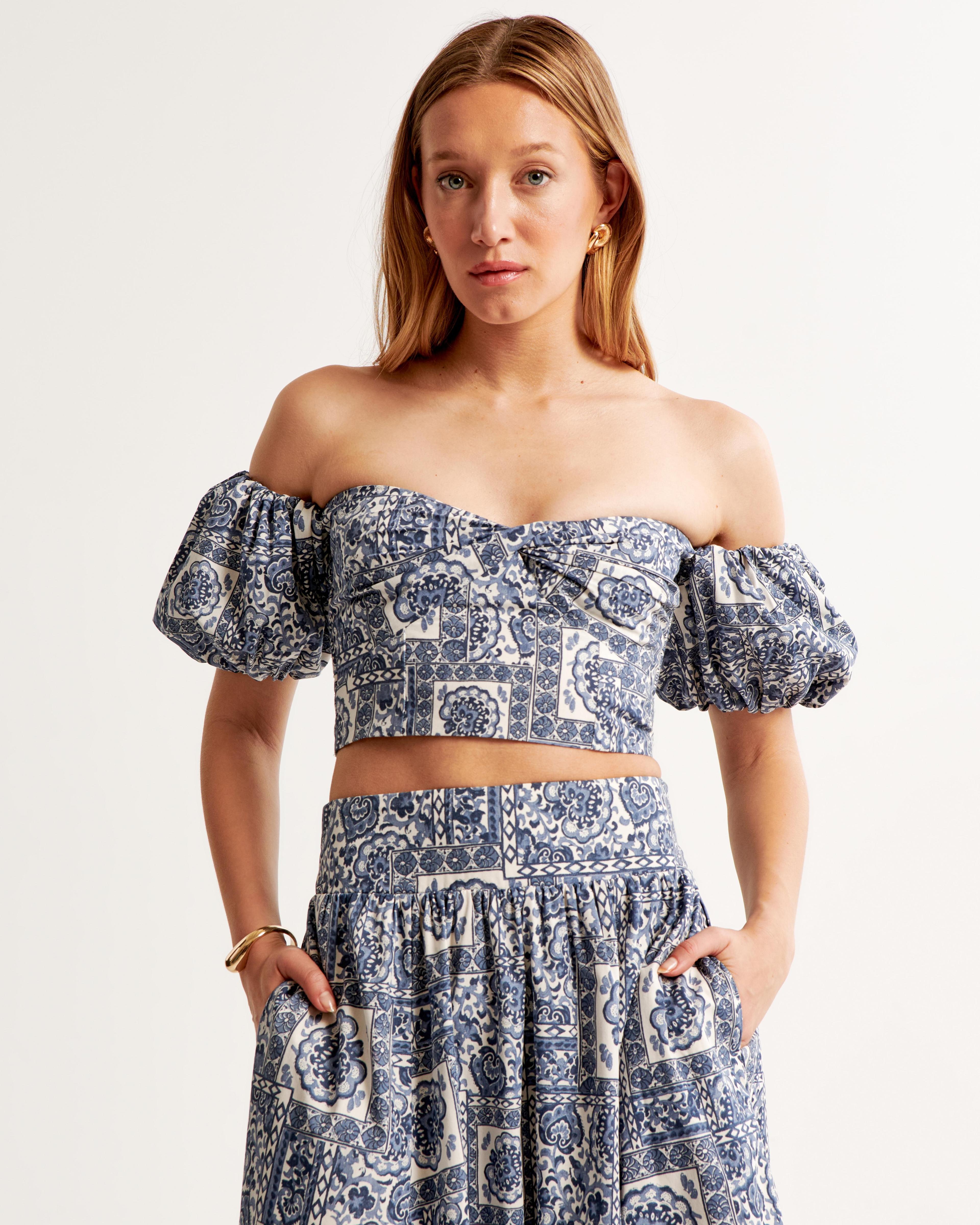 Poplin Off-The-Shoulder Set Top Product Image