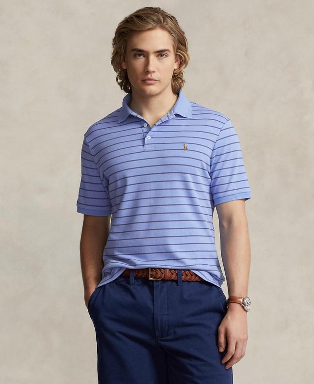 Polo Ralph Lauren Mens Classic-Fit Striped Soft Cotton Polo Shirt - Harbor Island Blue Product Image