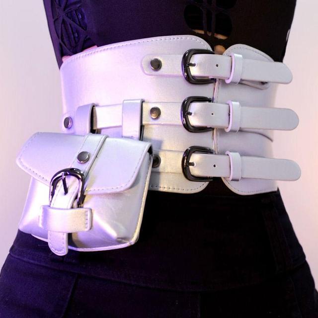 Layered Faux Leather Cincher Belt with Belt Bag Product Image