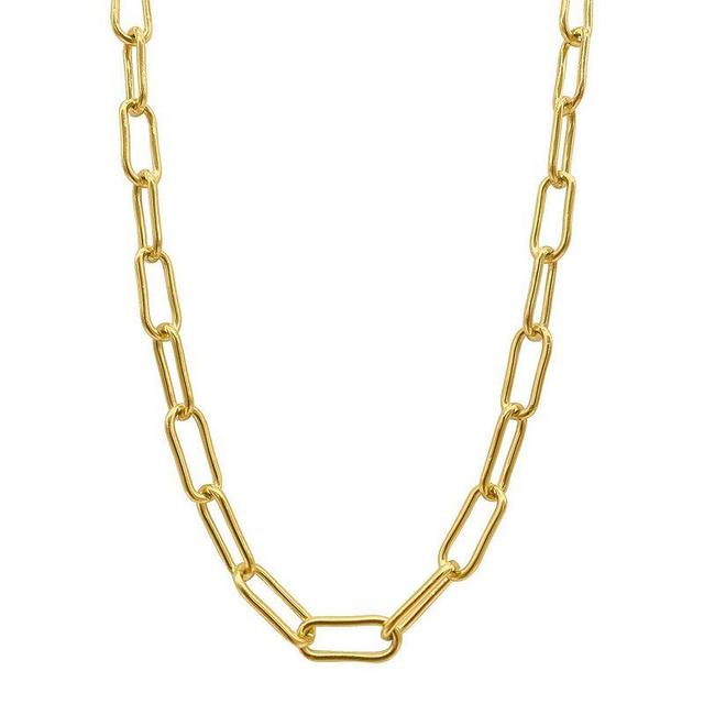 Adornia 14k Gold Plated Chunky Paper Clip Chain Necklace, Womens Product Image