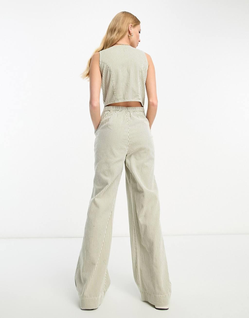 ASOS DESIGN button up jumpsuit in stripe Product Image