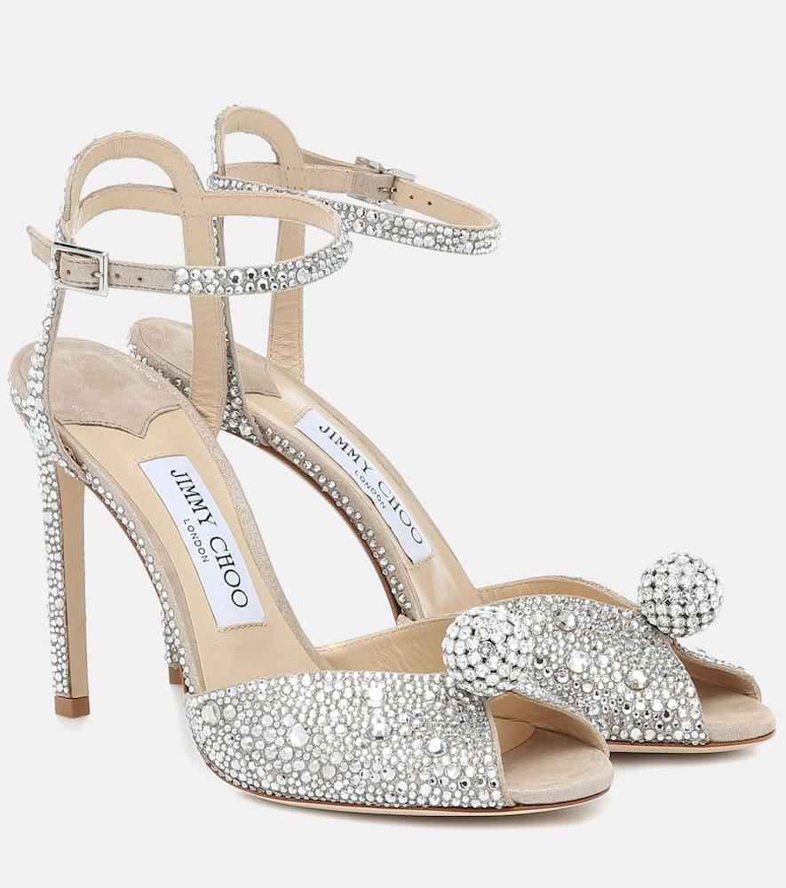 Sacora Peep-toe Crystal-embellished Leather Sandals Product Image