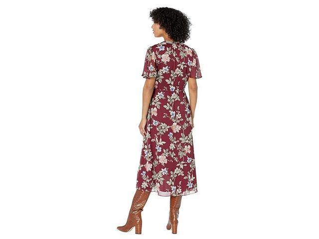 Tommy Bahama Painted Petals Midi Short Sleeve Dress (Meritage Wine) Women's Dress Product Image