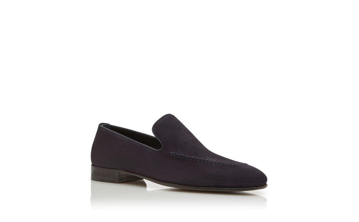 TRURO Navy Blue Suede Loafers  Product Image