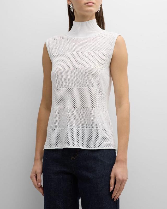 Misook Open Stitch Mock Neck Sleeveless Knit Top Product Image