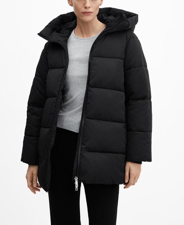 MANGO Quilted Water Repellent Hooded Puffer Coat Product Image