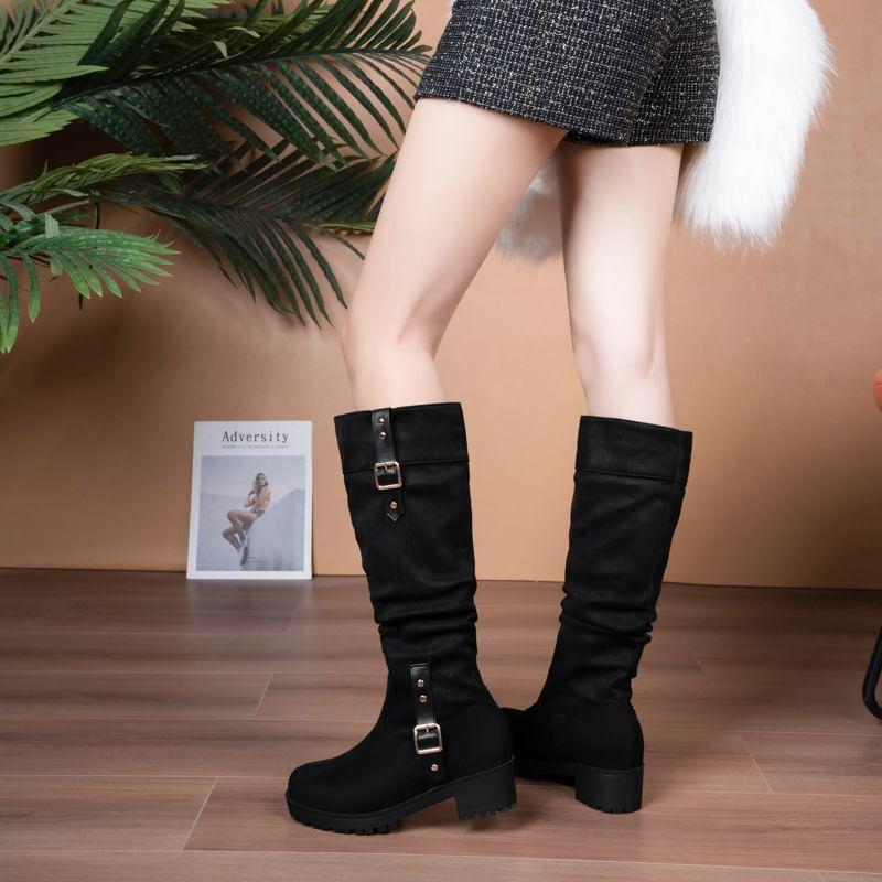 Plain Buckled Tall Boots Product Image