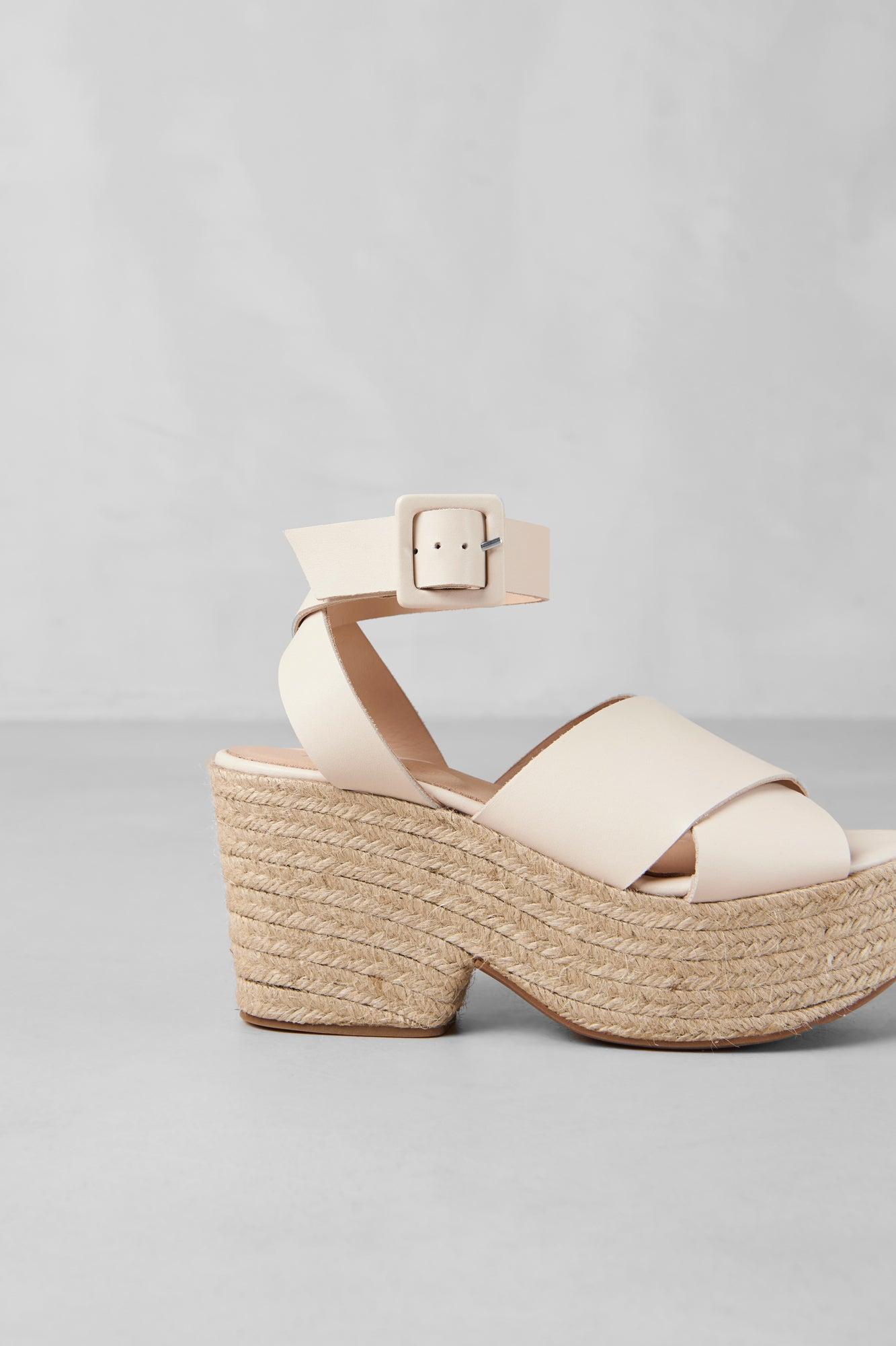 Alohas Lyla Leather Espadrille - Cream Product Image